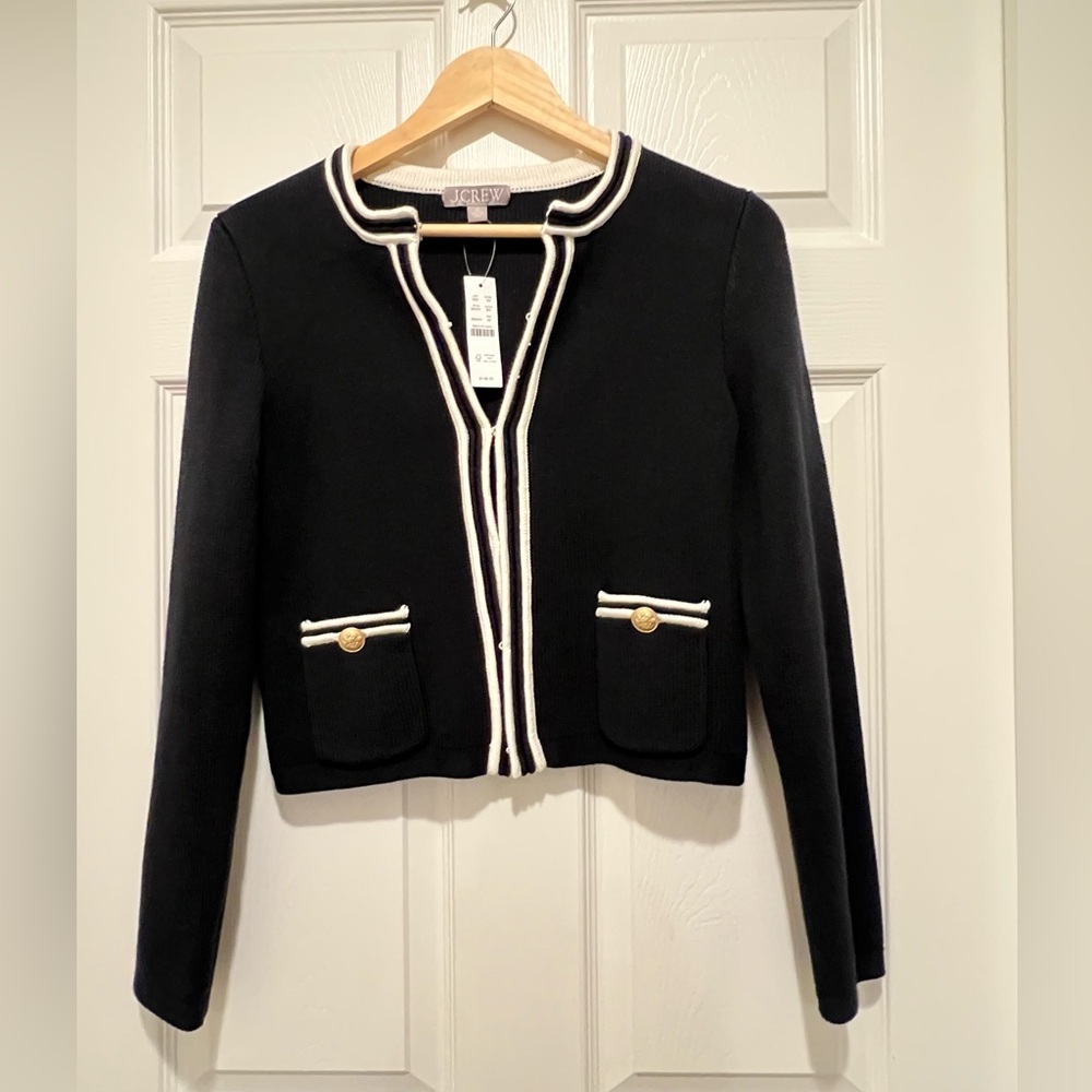NWT J. Crew Black Blazer Cardigan sweater jacket XS Ladies